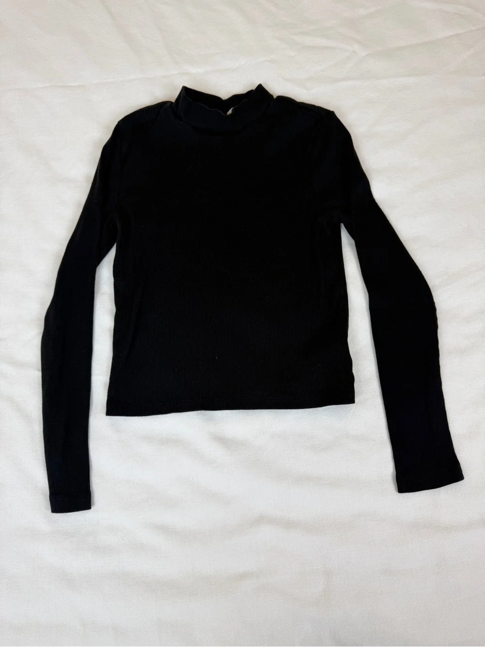 Gap Kids Girls Black Ribbed Mock Neck Long Sleeve Top Size L 10-11 140cm
